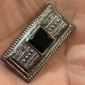 Sterling Silver  Black Geometric Brooch